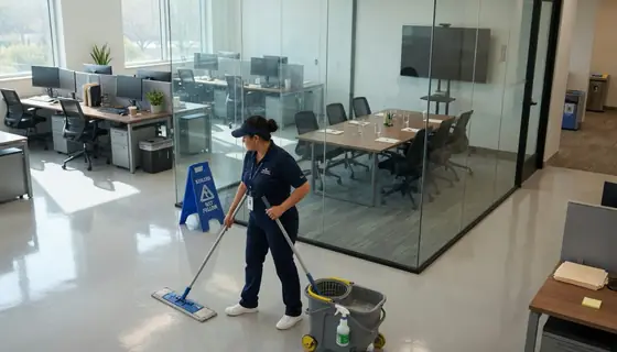 Oficina corporativa lista para mantención de aseo en Las Condes